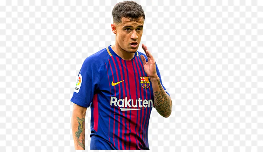 Jogador De Futebol Com Camisa Do Barcelona，Futebol PNG