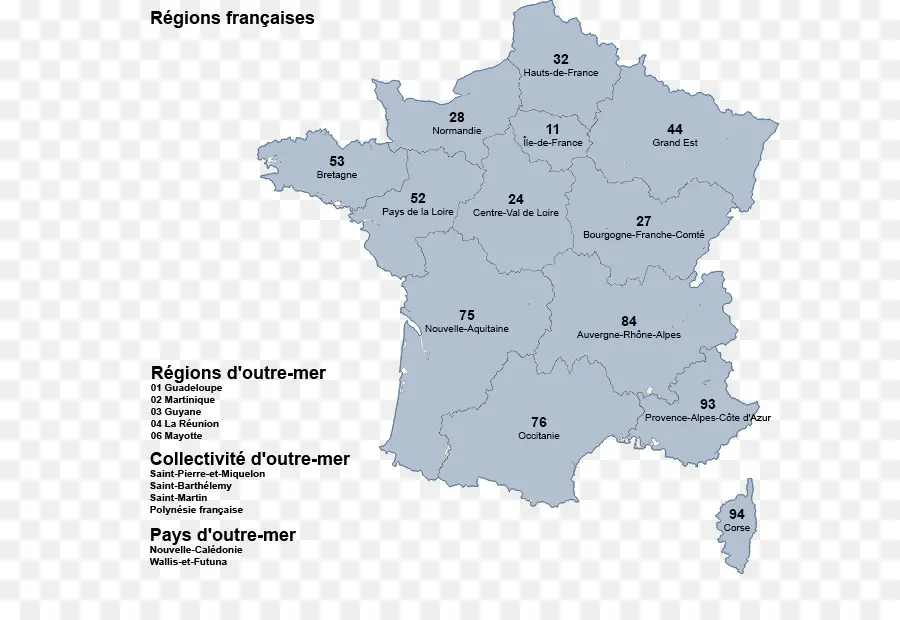 Mapa Da França，Regiões PNG