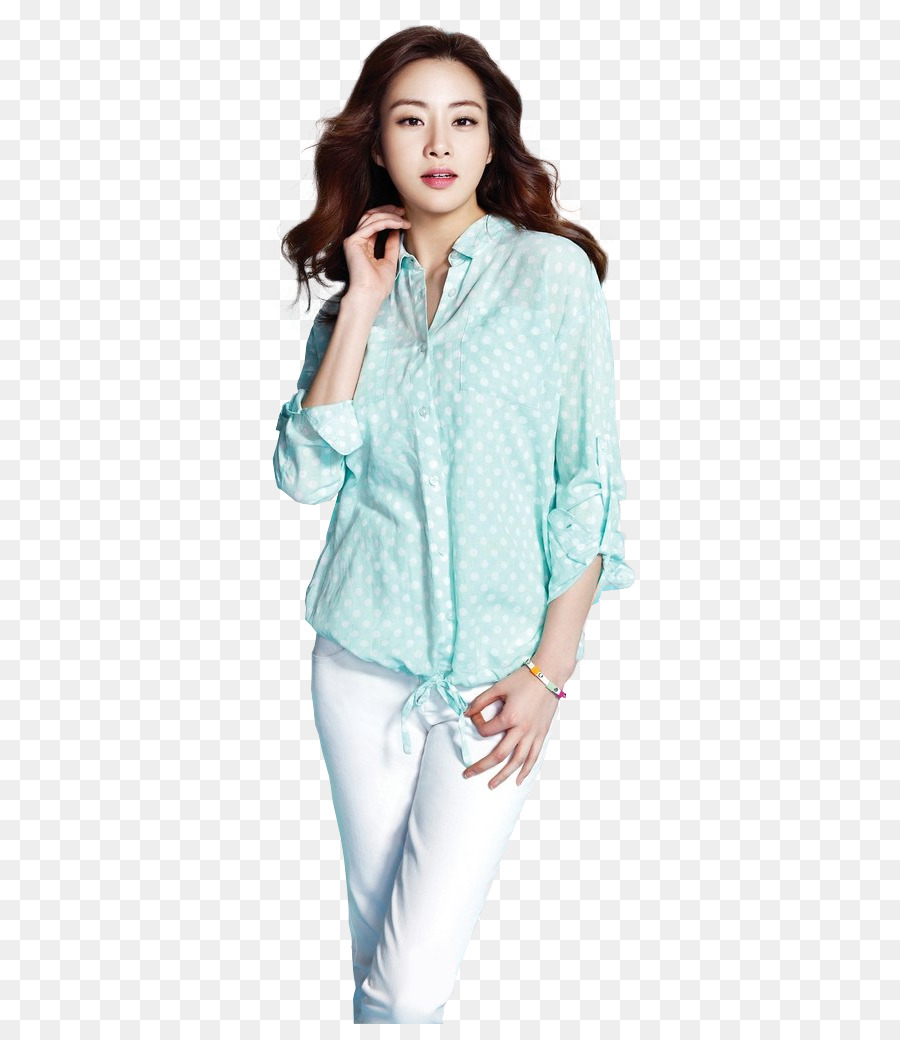 Mulher Com Camisa Azul Claro，Moda PNG