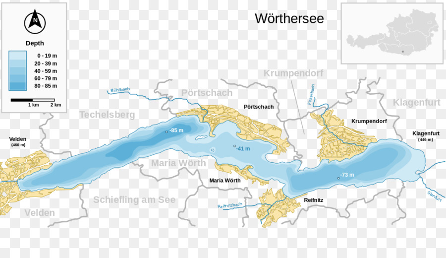 Mapa Plano Wörther See，Lago PNG