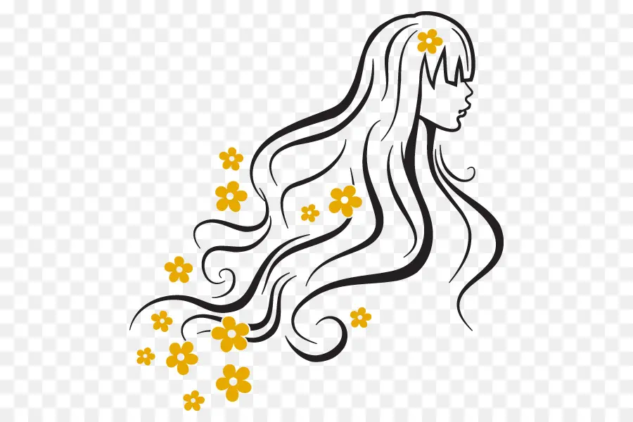 Mulher Com Flores，Cabelo PNG