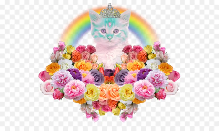 Gato Com Flores，Gato PNG