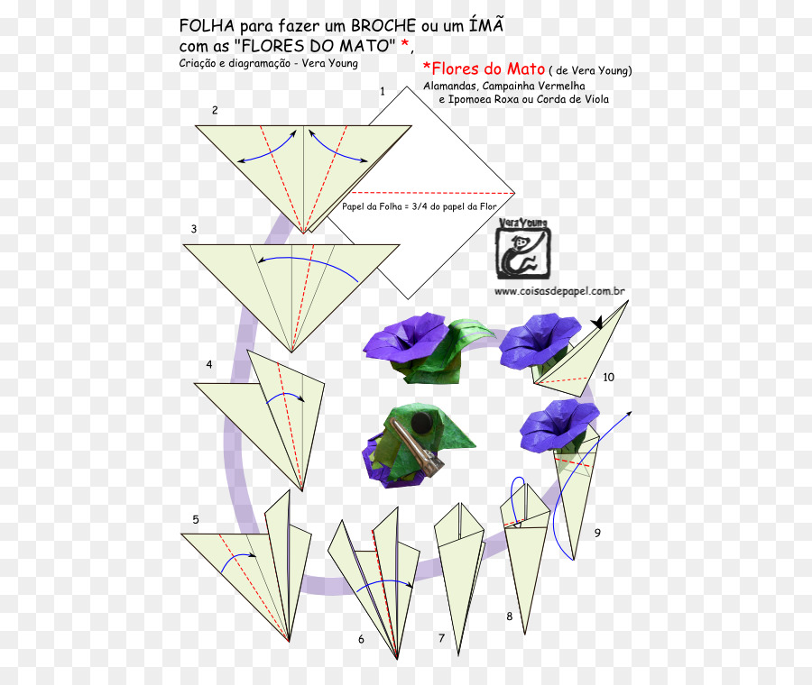 Instruções Para Flores De Origami，Broche PNG