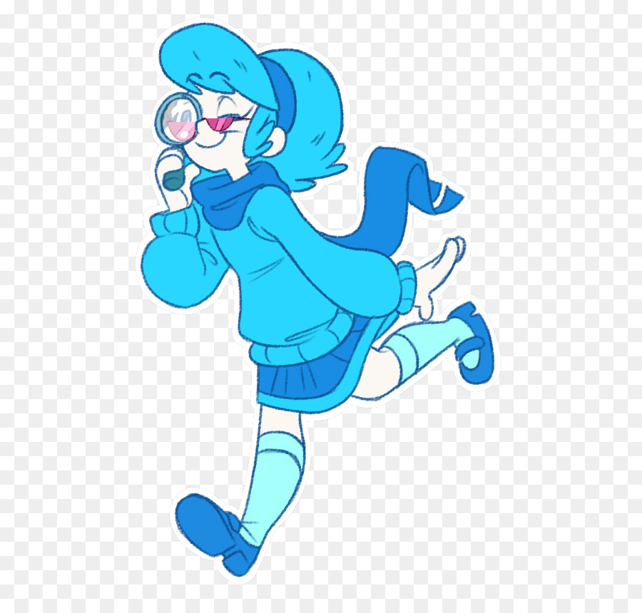 Personagem De Desenho Animado Azul，Lupa PNG