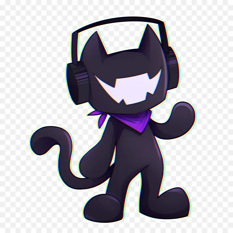 Personagem De Gato，Fones De Ouvido PNG