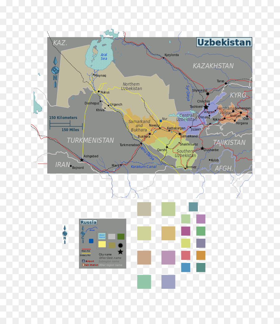 Uzbequistão，Mapa PNG