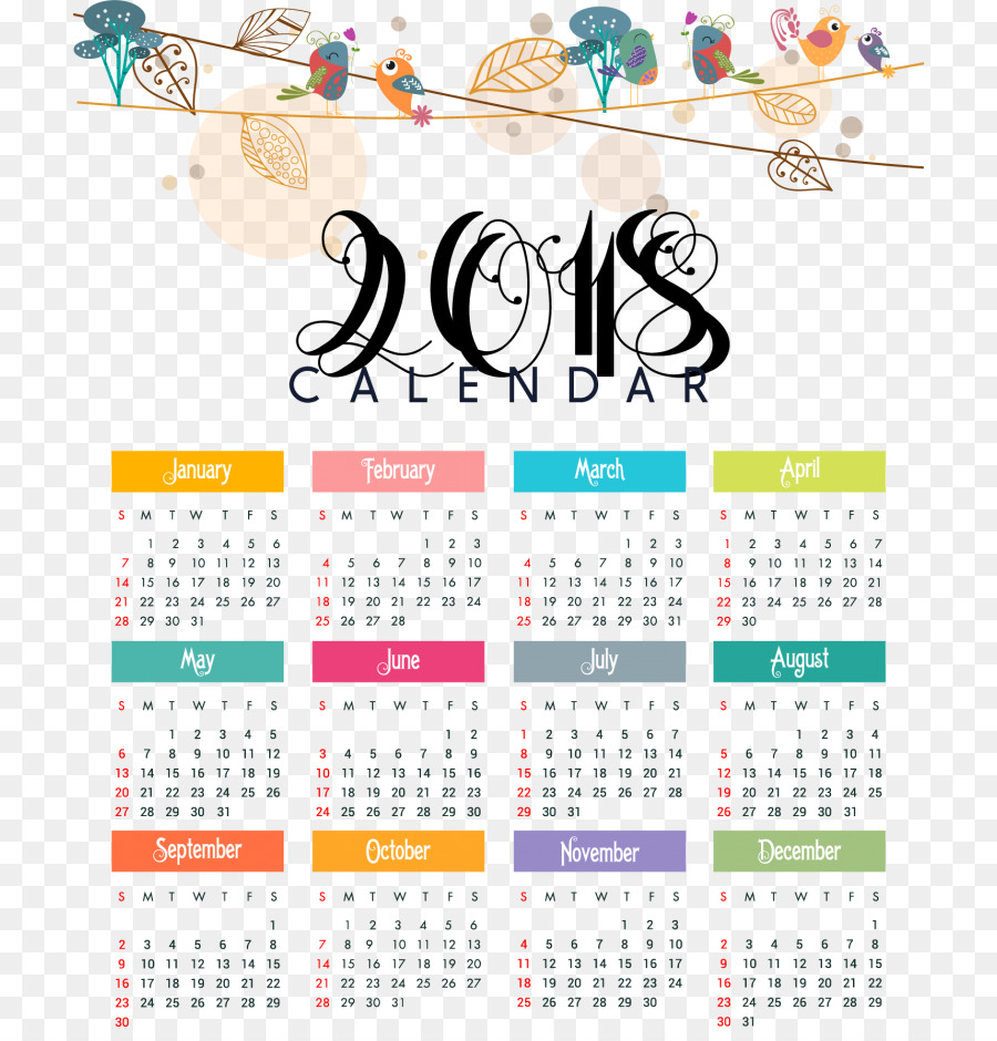 Calendário 2018，Ano PNG