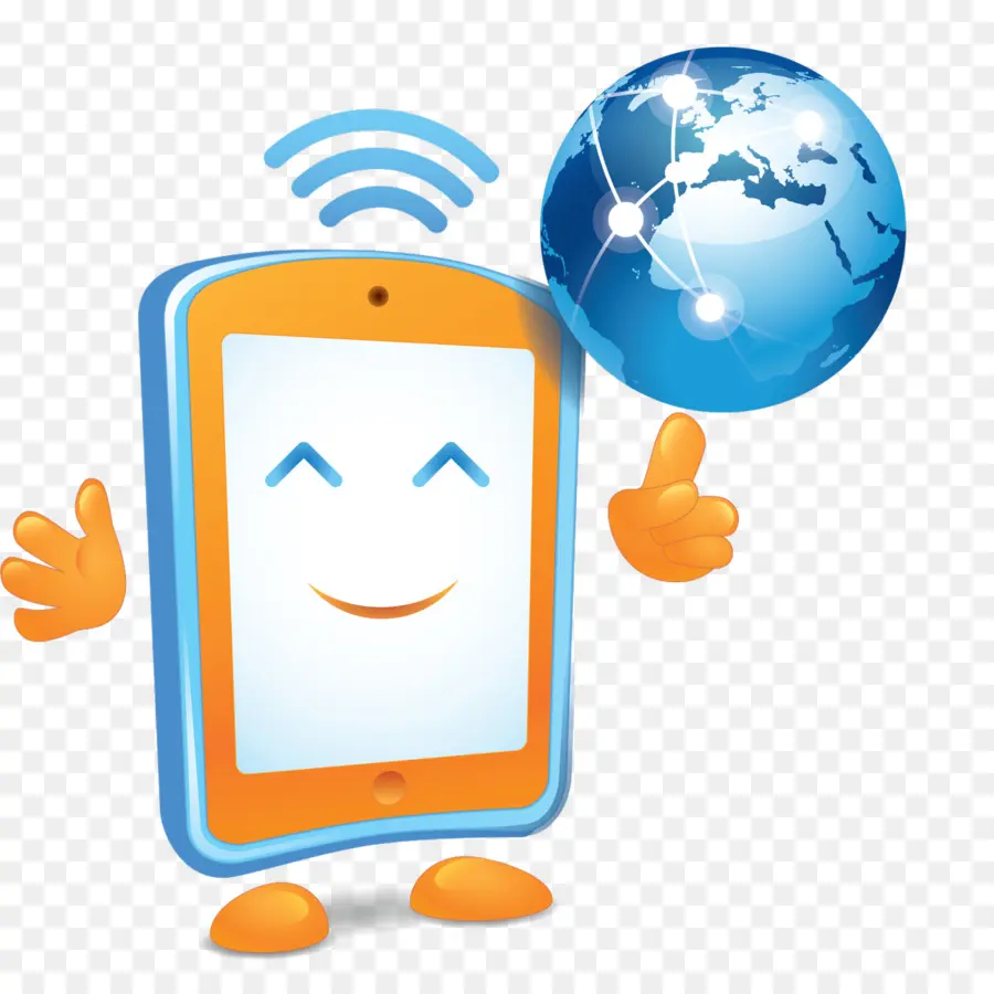 Smartphone Sorridente，Globo PNG