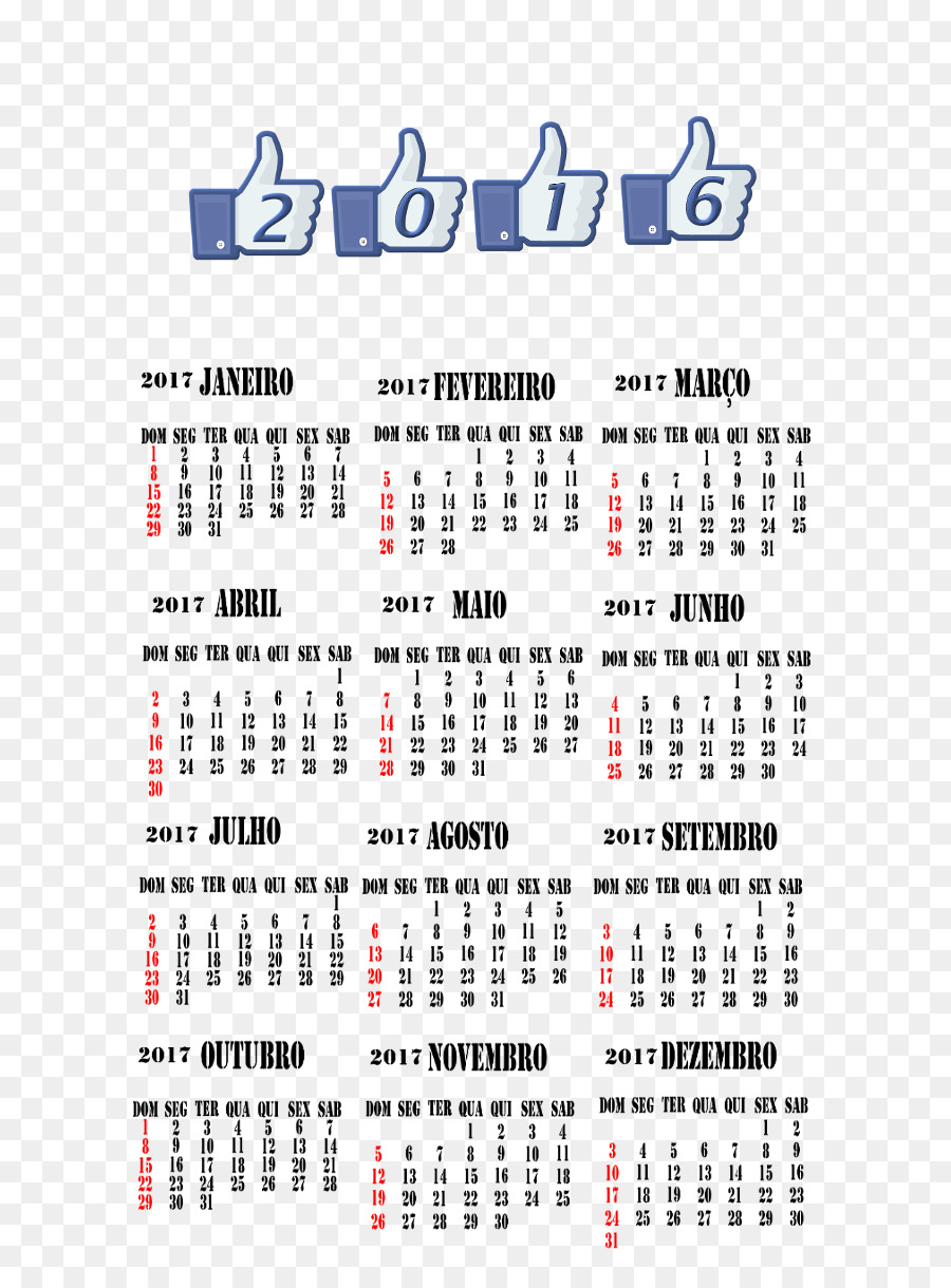 Calendário，Dois Mil Dezessete PNG