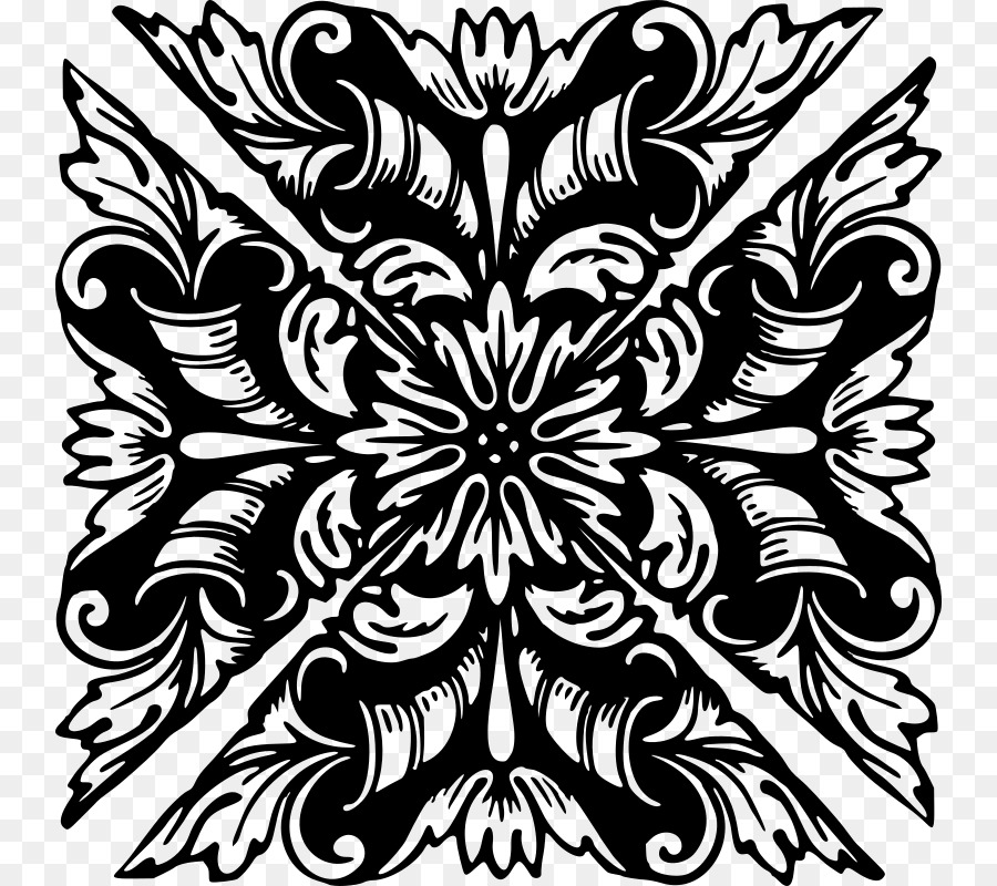 Padrão Floral Preto，Ornamento PNG