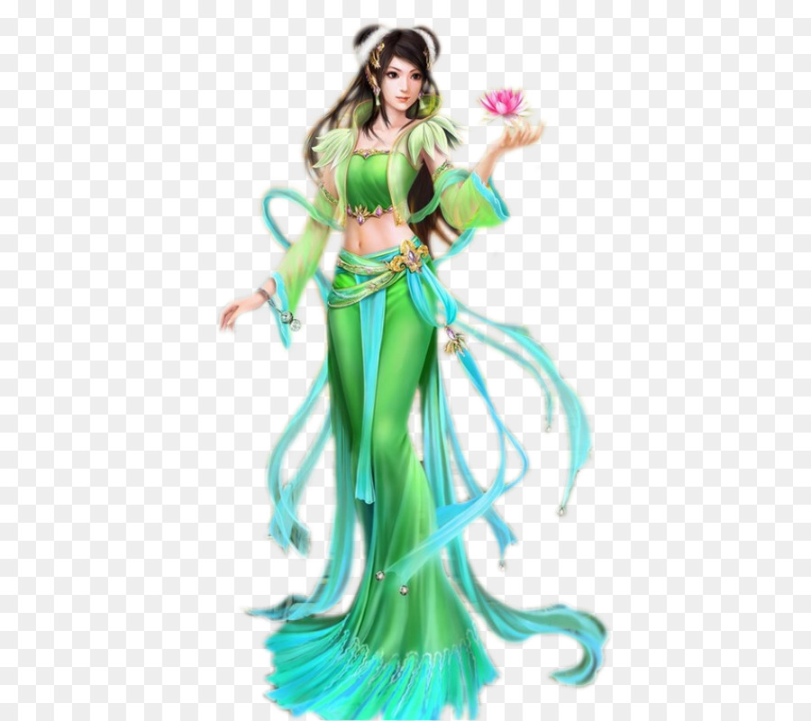 Personagem De Fantasia，Vestido Verde PNG