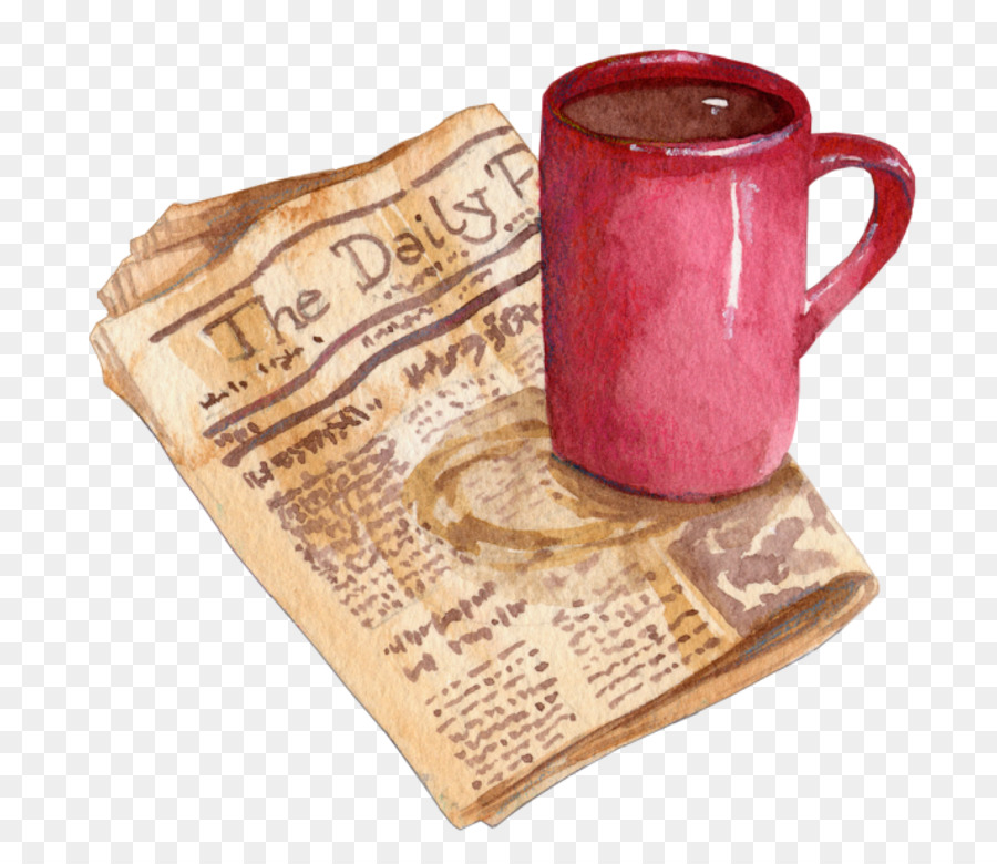 Jornal E Caneca De Café，Leitura PNG