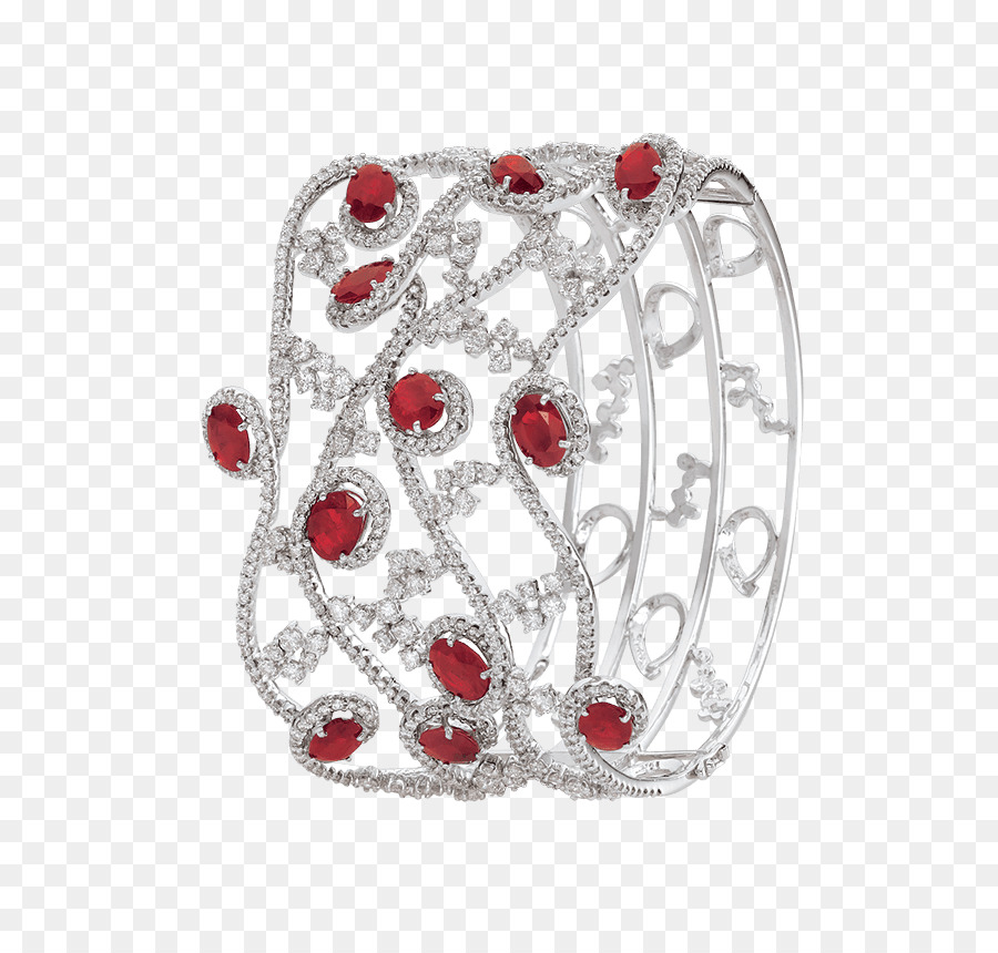 Pulseira De Prata Com Pedras Vermelhas，Pulseira PNG