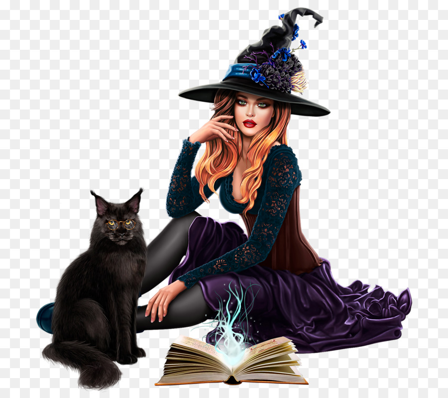 Bruxa Com Gato，Magia PNG