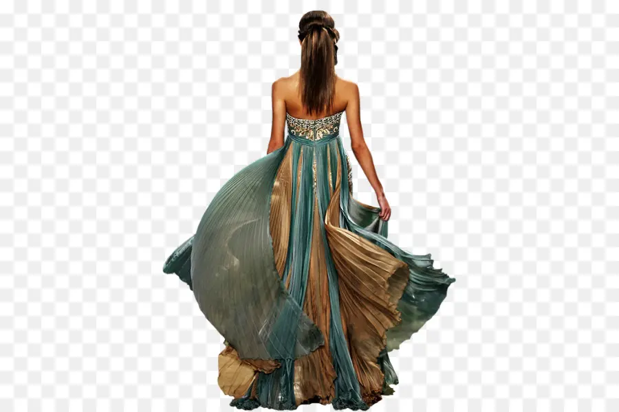 Vestido Azul E Dourado，Moda PNG