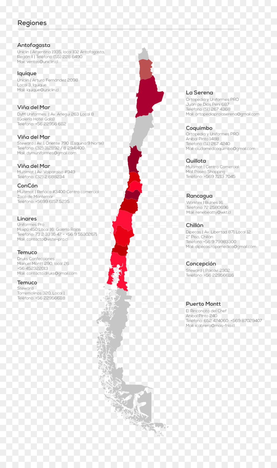 Mapa Do Chile，Regiões PNG