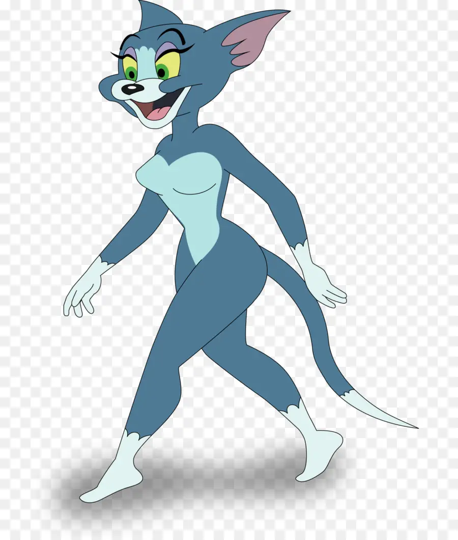 Gato Antropomórfico Azul，Vestido Rosa PNG