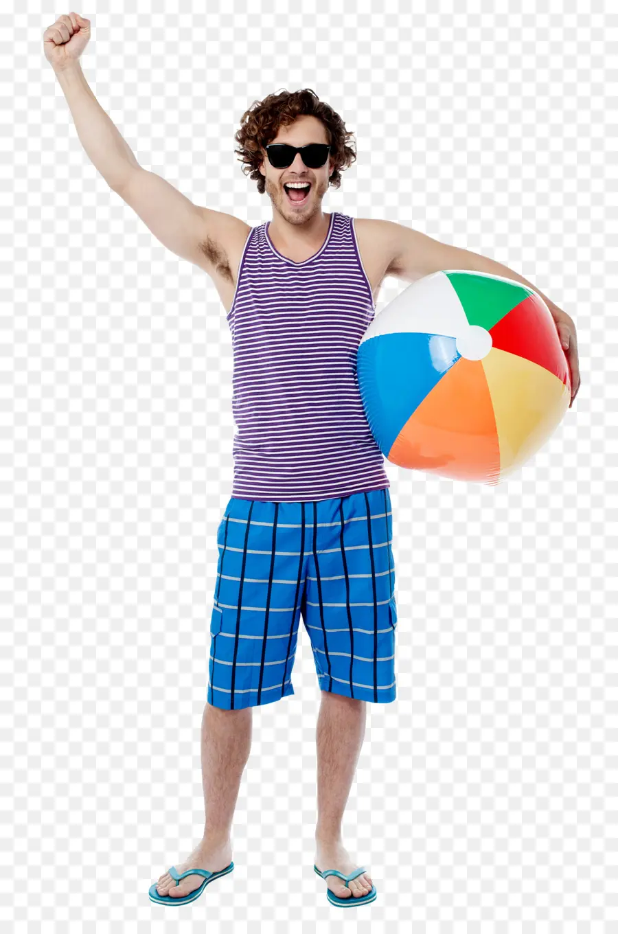 Homem Com Bola De Praia，Verão PNG