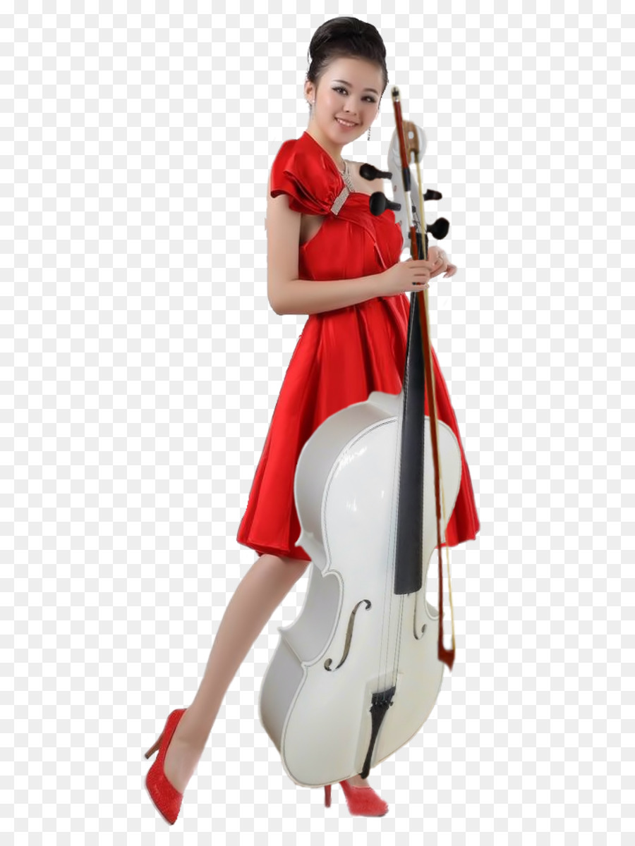 Mulher Com Violoncelo，Vestido Vermelho PNG