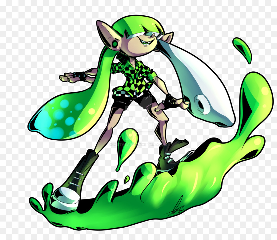 Inkling Verde，Splatoon PNG