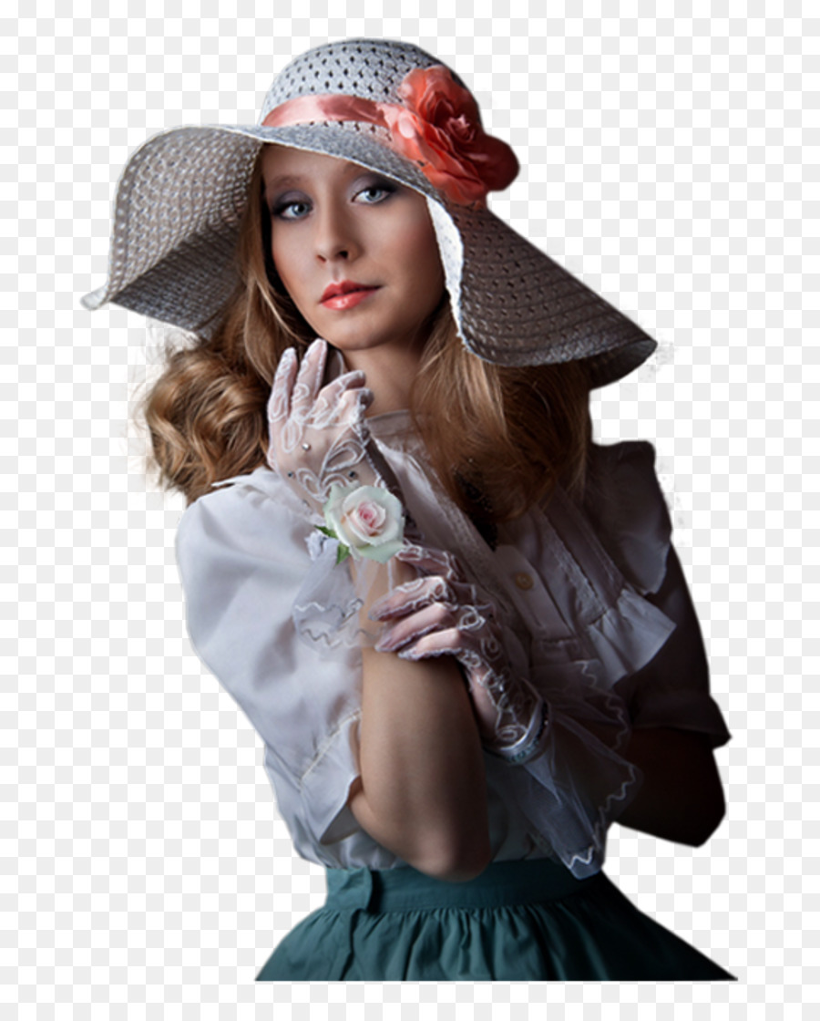 Mulher Em Roupa Vintage，Chapéu PNG