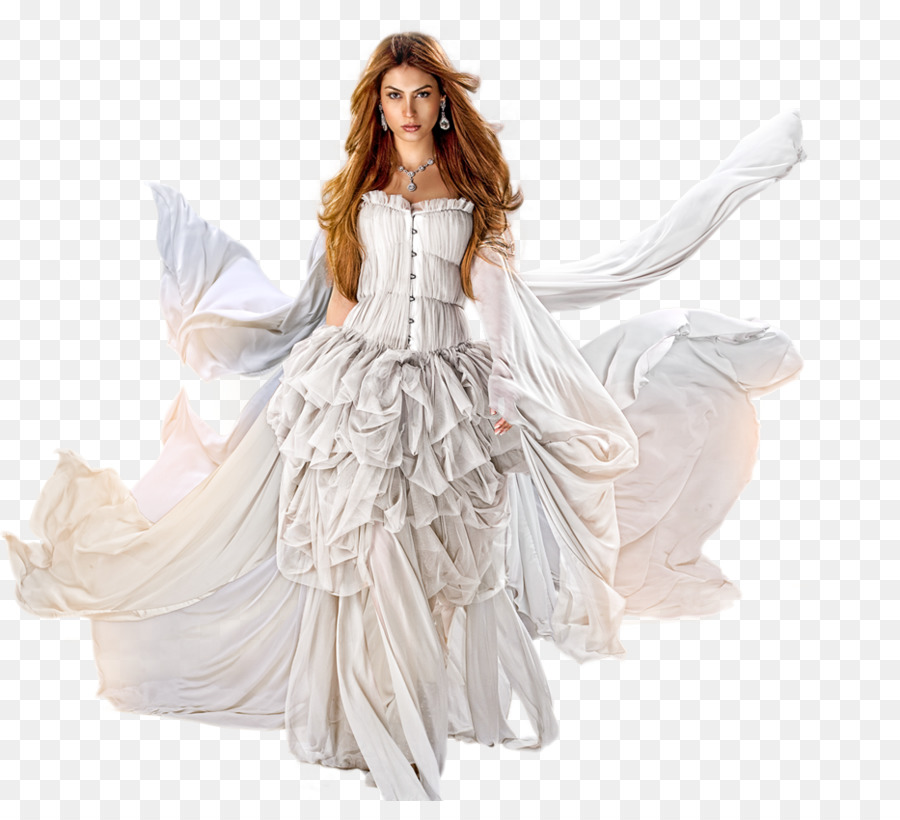 Vestido Branco Esvoaçante，Elegante PNG