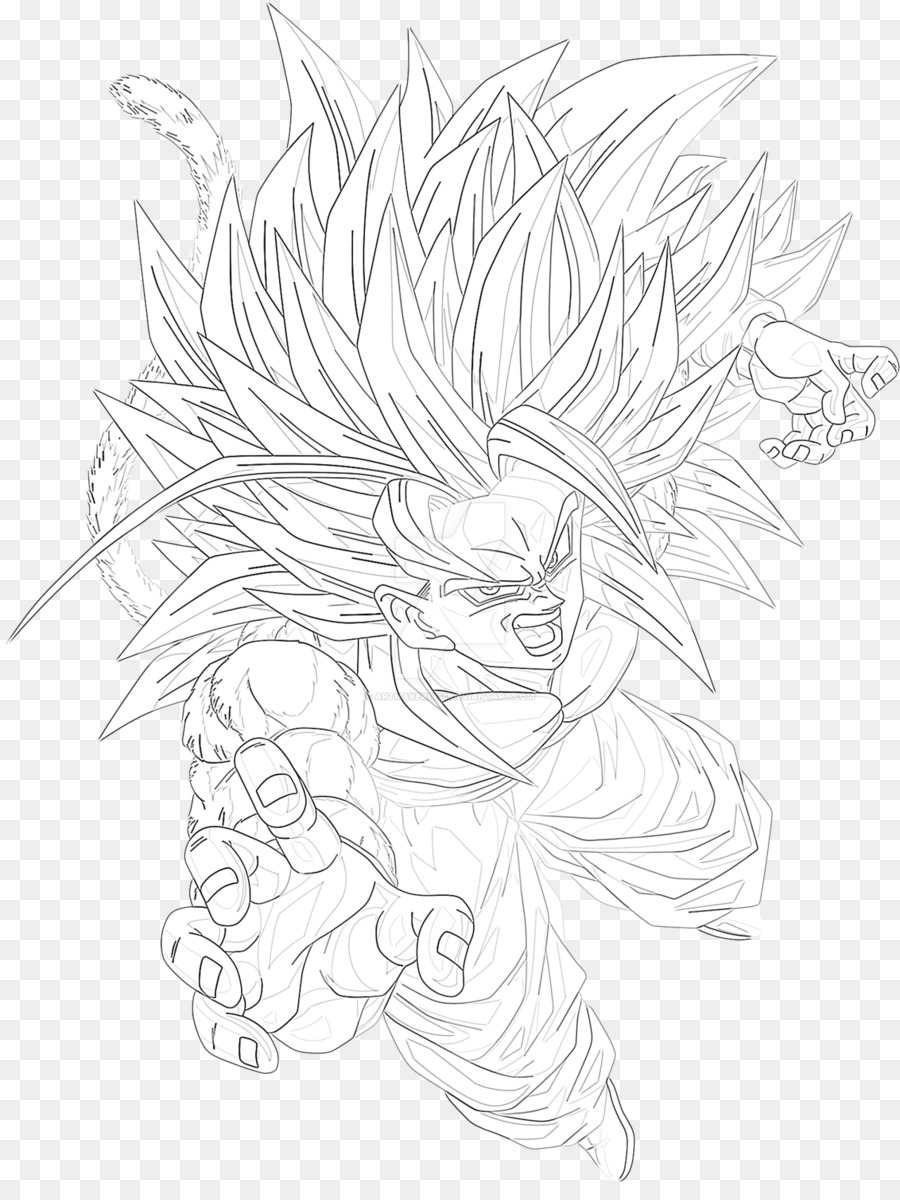 Linha arte Goku Desenho, goku, ângulo, branco png