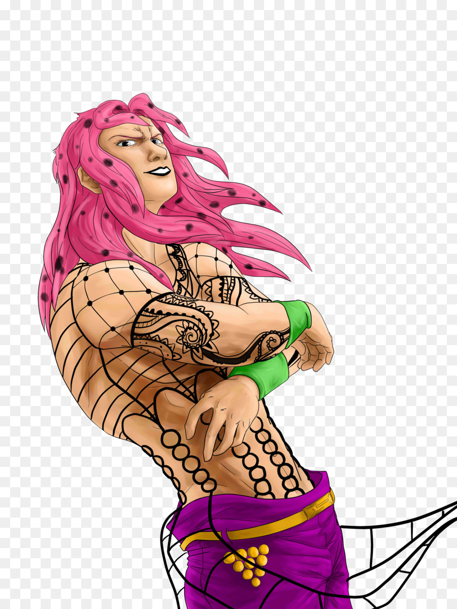 Personagem De Cabelo Rosa，Tatuagem PNG