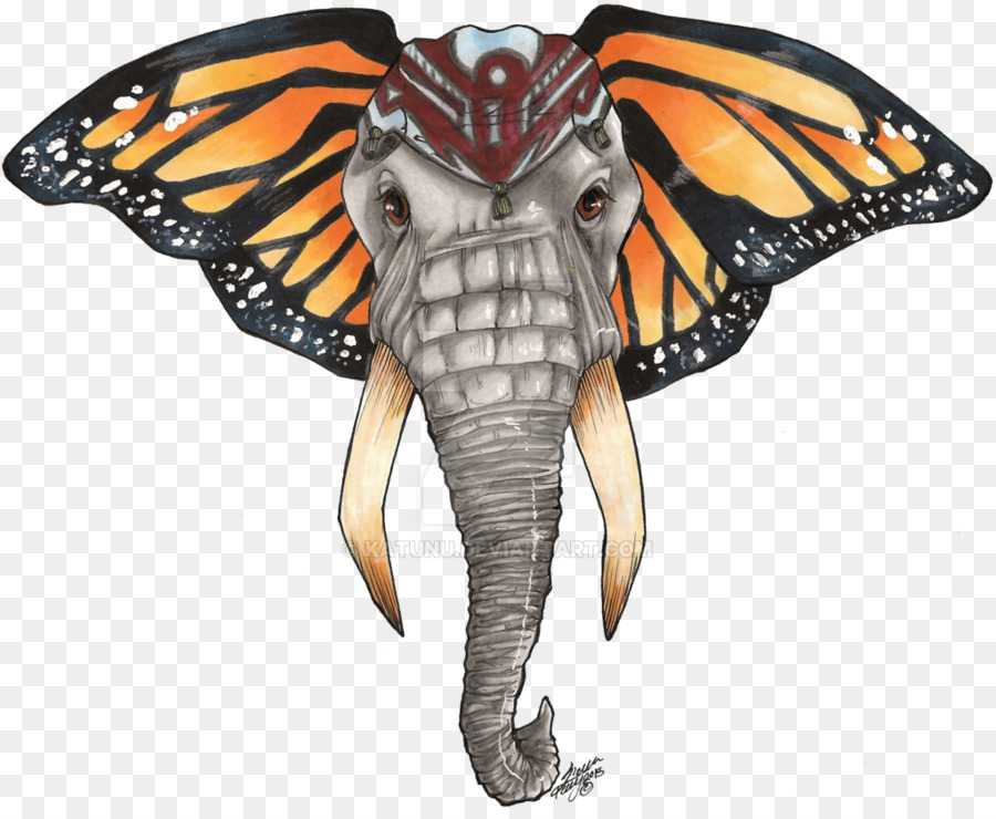 Elefante Com Asas De Borboleta，Animal PNG