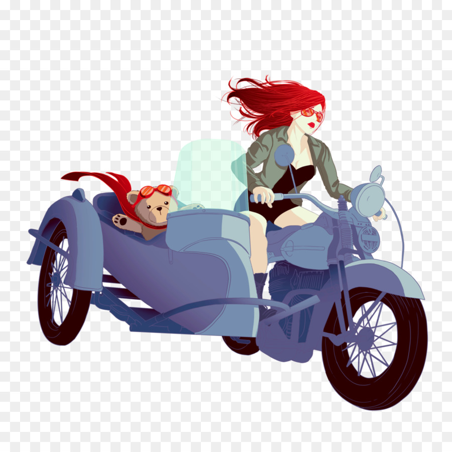 Motocicleta Com Sidecar，Mulher PNG