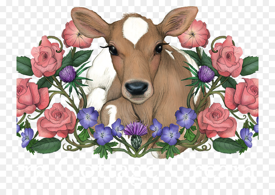 Vaca Com Flores，Vaca PNG