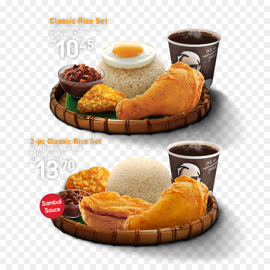 Conjunto Clássico De Arroz，Frango Frito PNG