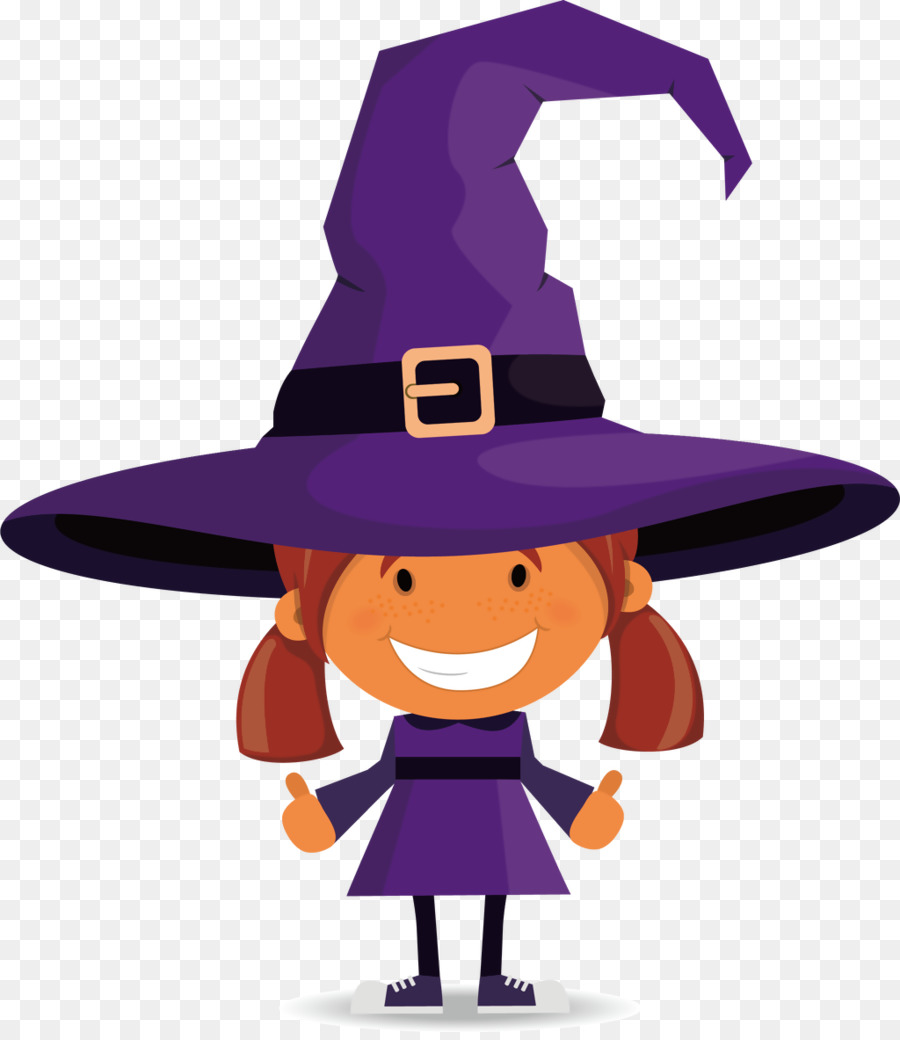 Garota Fantasiada De Bruxa，Chapéu Roxo PNG