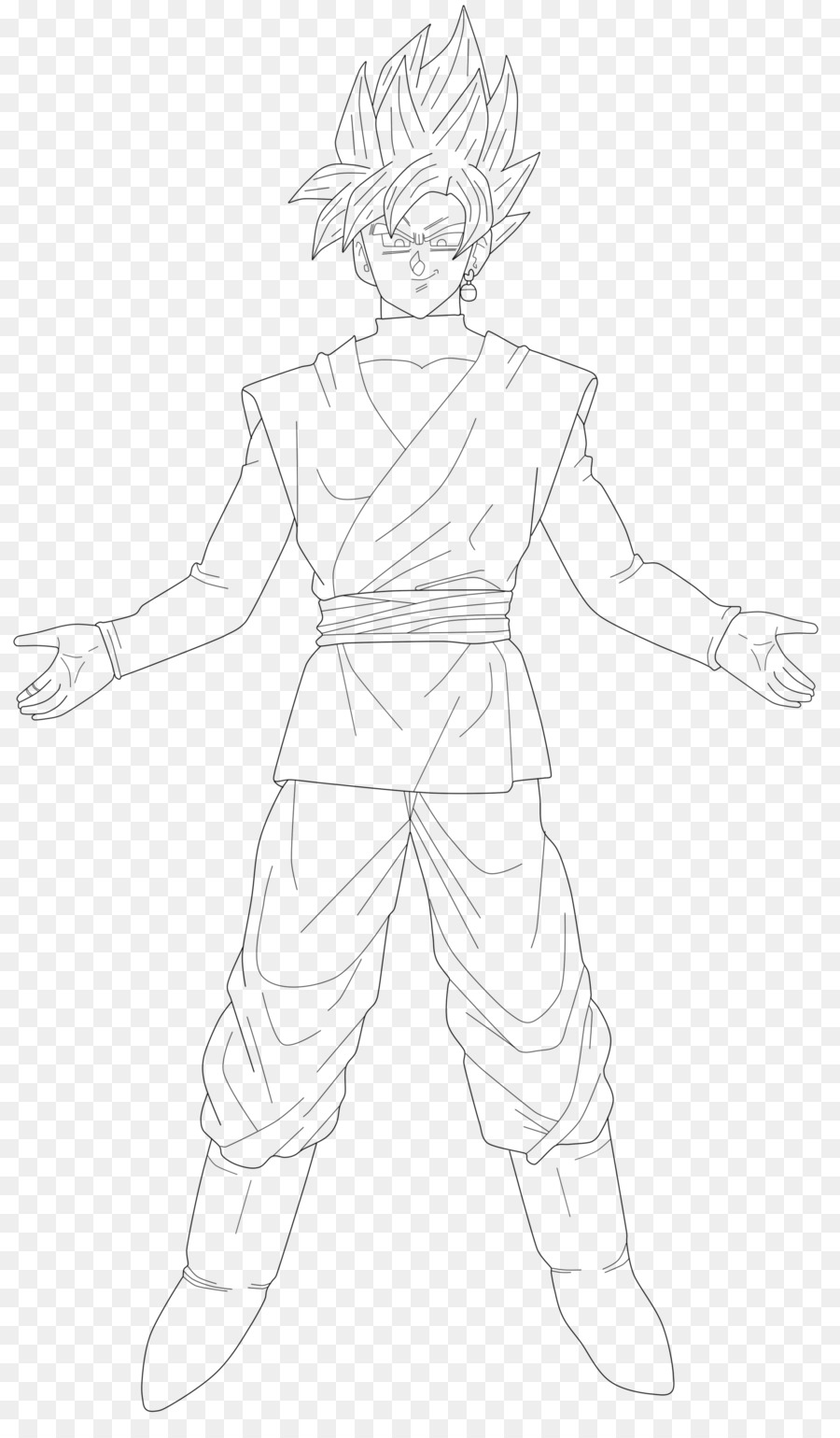 Linha artística Goku Preto Preto e branco Super Saiyan, goku, ângulo, branco  png