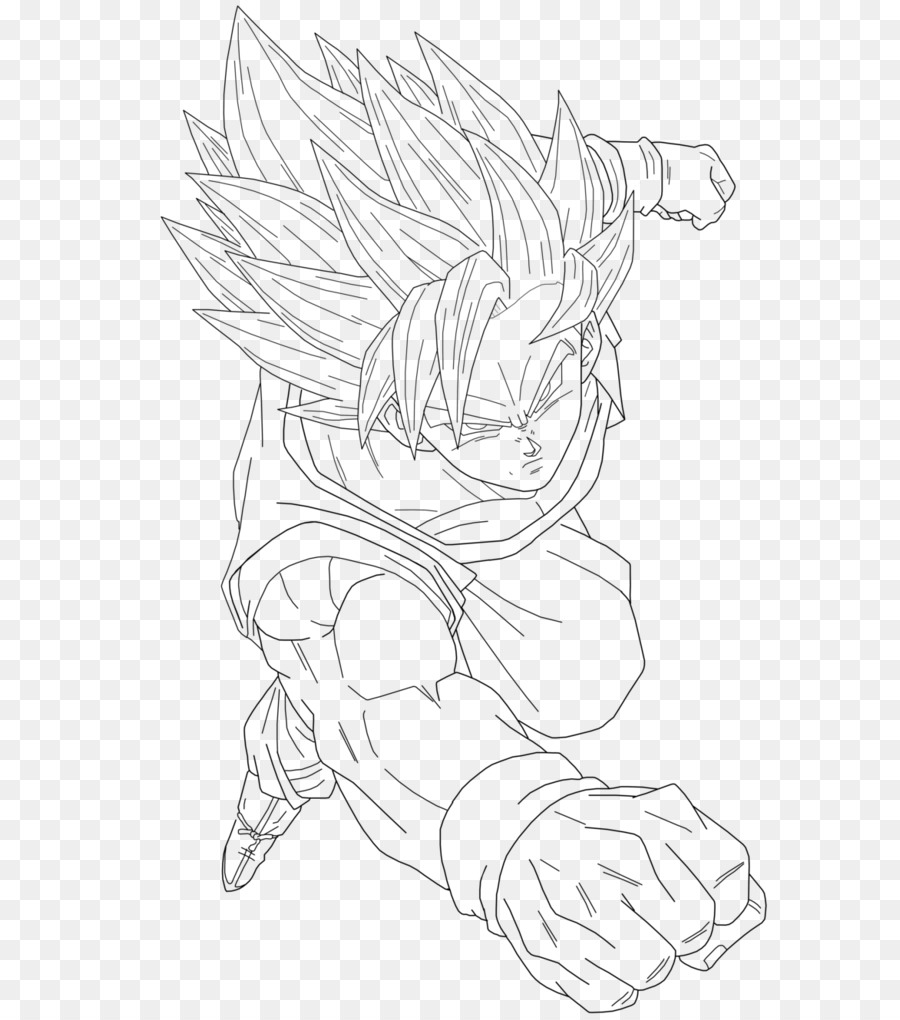 Linha artística Goku Preto Preto e branco Super Saiyan, goku, ângulo, branco  png