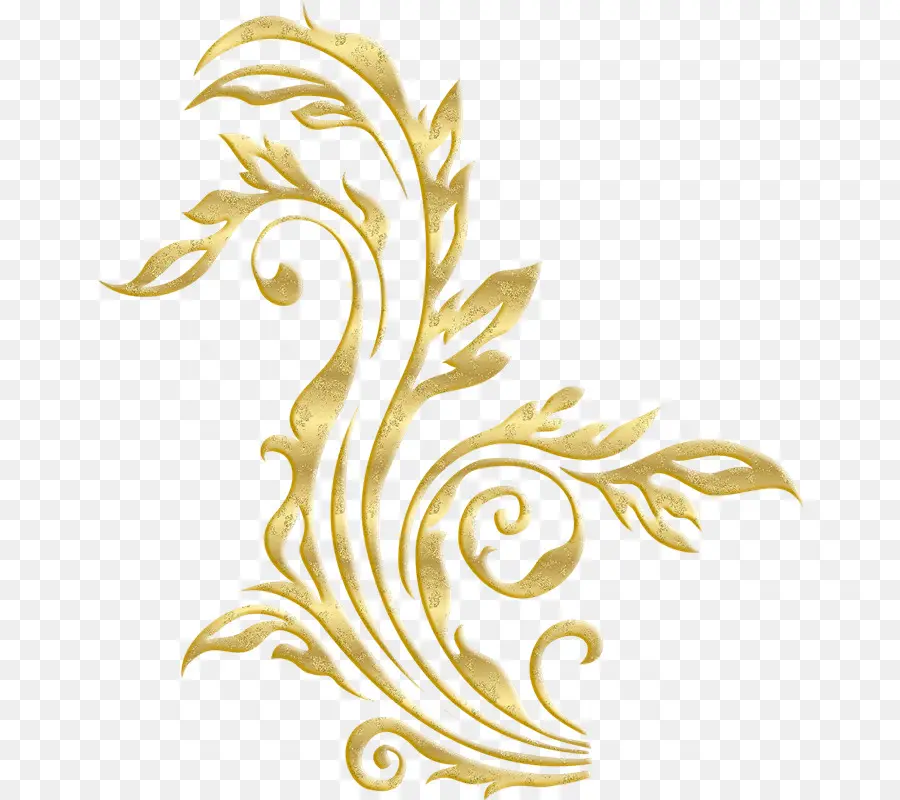 Ornamento Dourado，Floral PNG