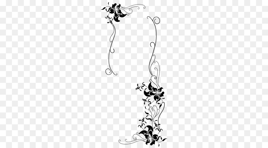 Moldura Floral，Preto E Branco PNG