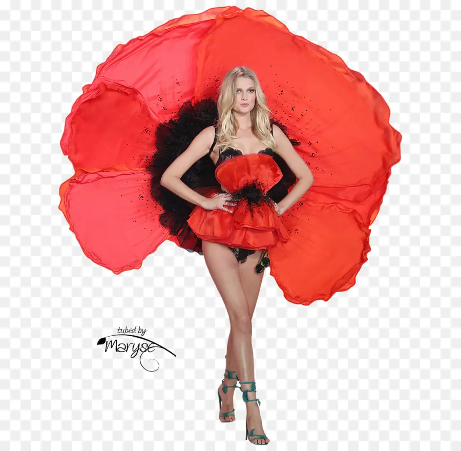 Mulher Com Vestido Florido，Moda PNG