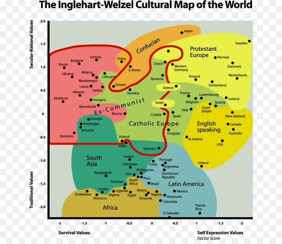 Inglehartwelzel Mapa Cultural Do Mundo，Mapa PNG