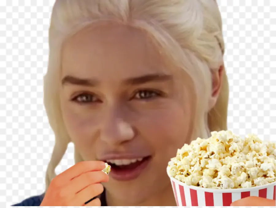 Mulher Comendo Pipoca，Lanche PNG