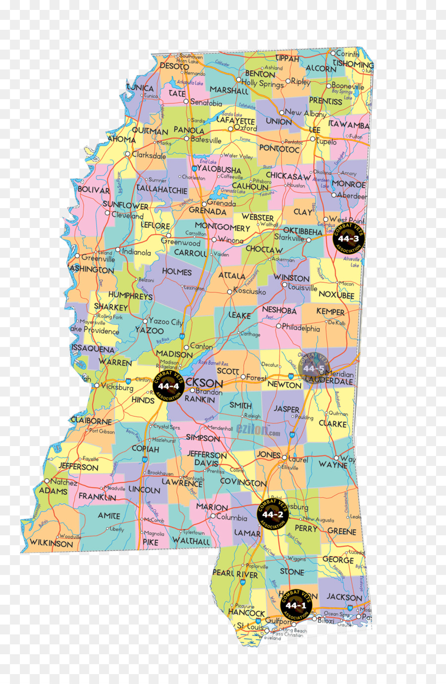 Mississippi，Mapa PNG