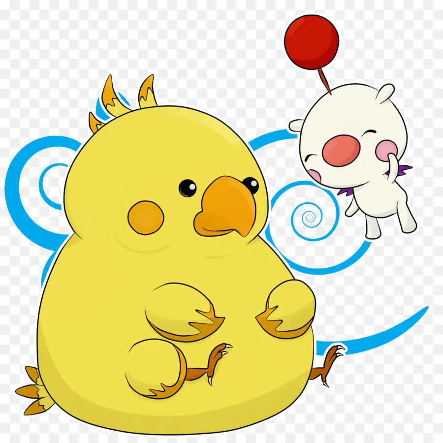 Chocobo E Moogle，Pássaro Amarelo PNG