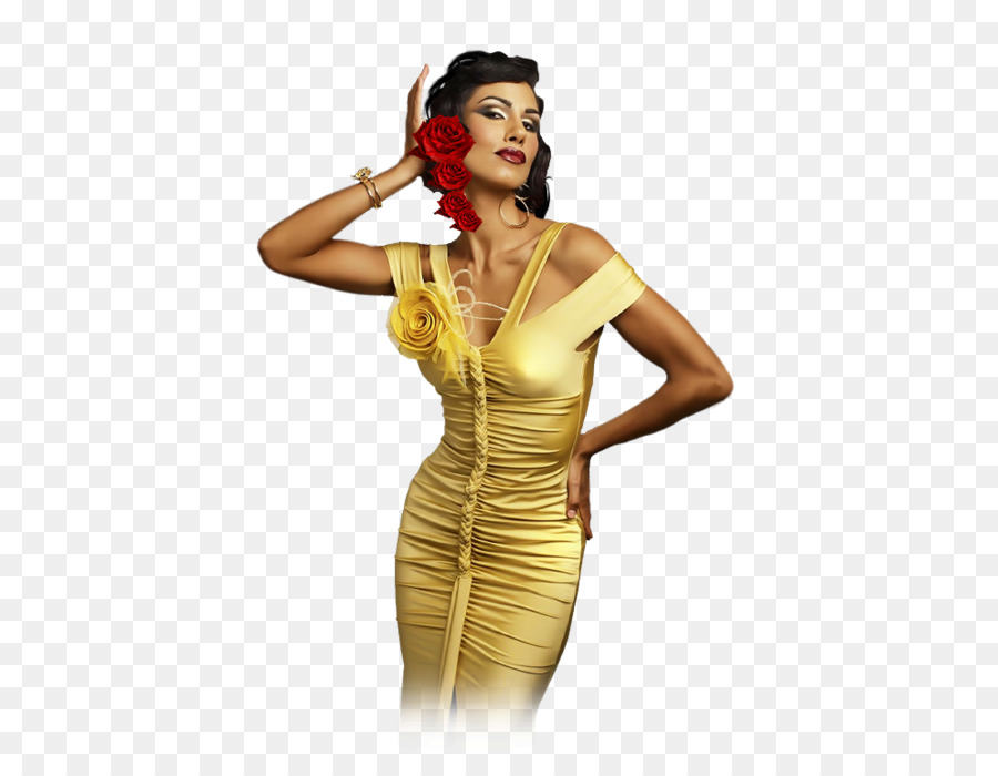 Mulher De Vestido Amarelo，Moda PNG