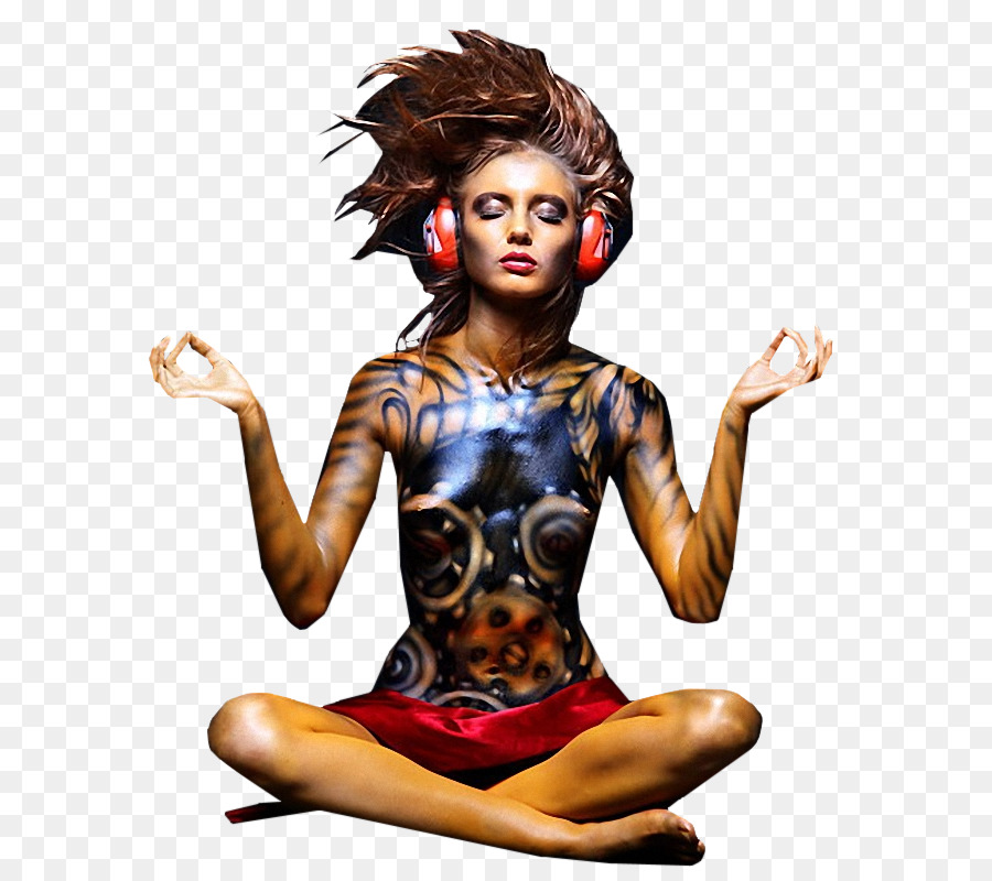 Mulher Meditando，Fones De Ouvido PNG