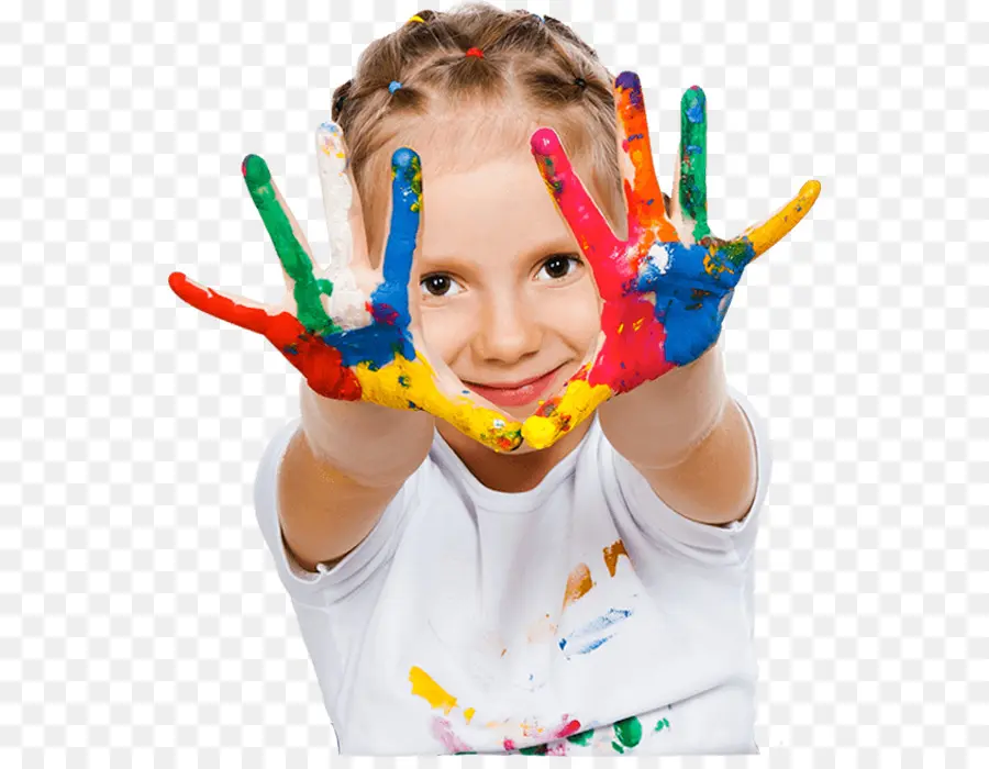 Criança Com Mãos Pintadas，Pintura PNG