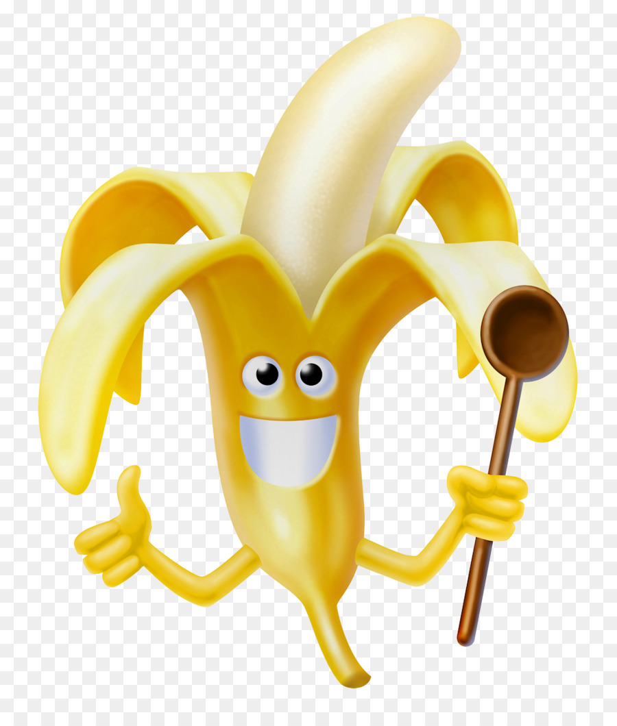 Banana Com Colher，Sorrindo PNG