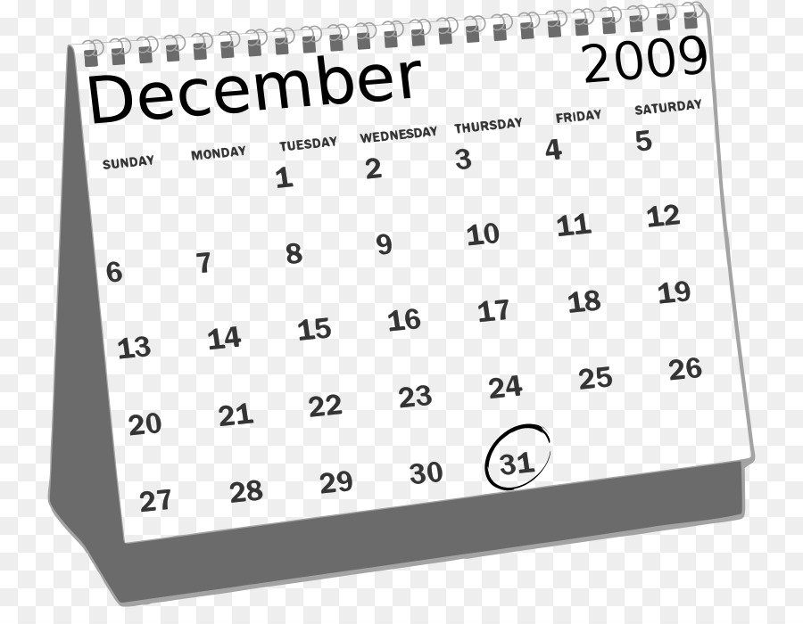 Calendário De Dezembro，2009 PNG