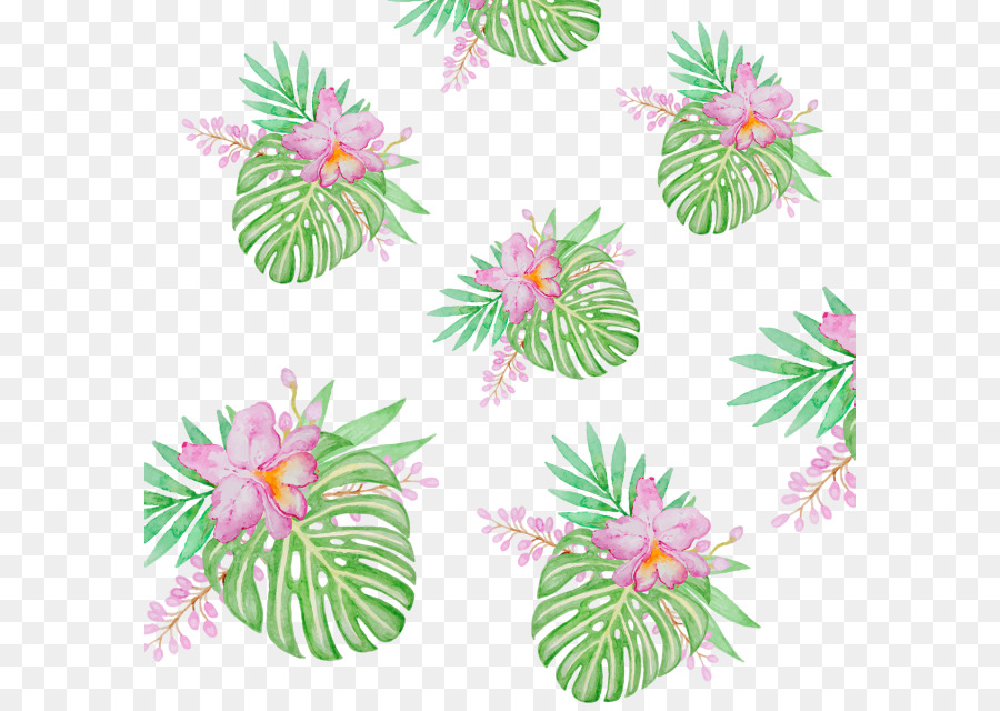 Folhas Tropicais，Flores PNG