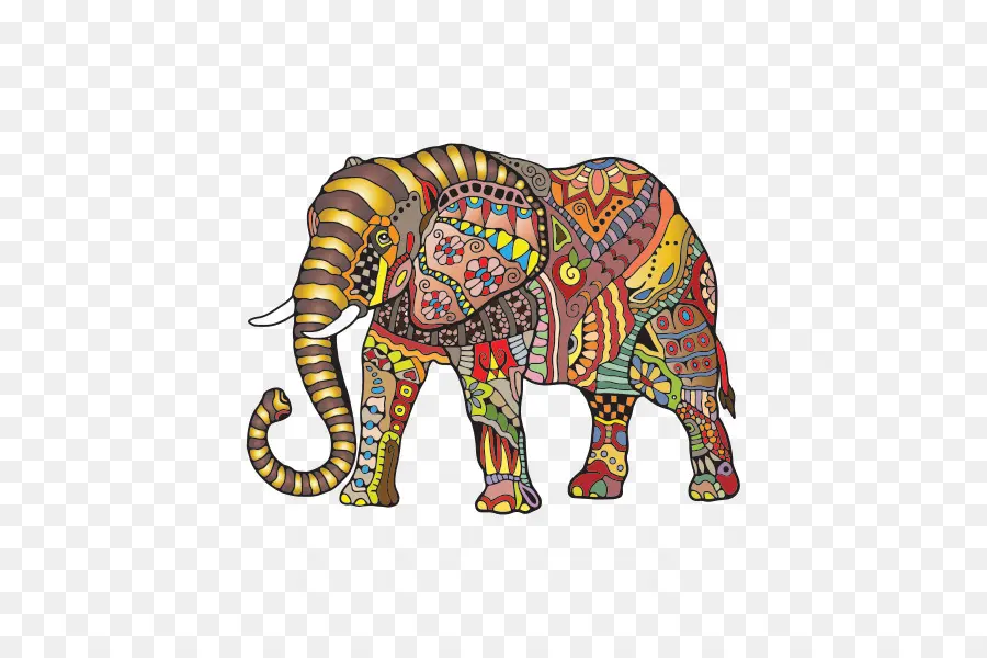 Elefante Colorido，Padrão PNG