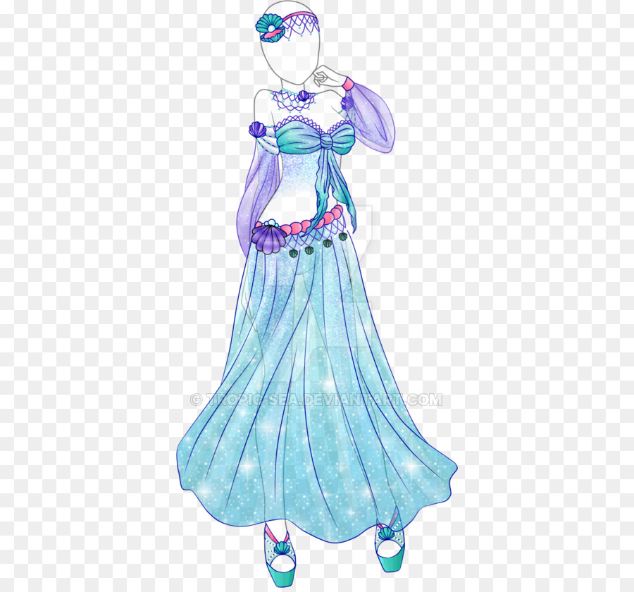 Vestido Sereia Azul，Sereia PNG